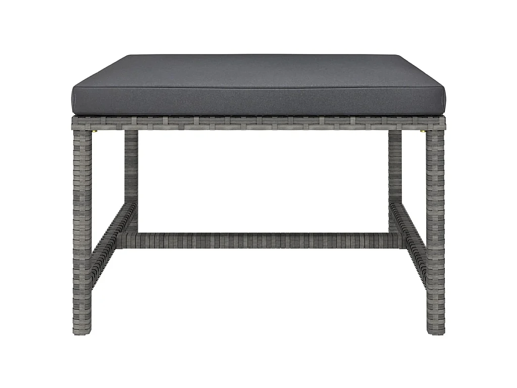 Apoio de pés seccional com almofadão vime PE cinzento PT587674