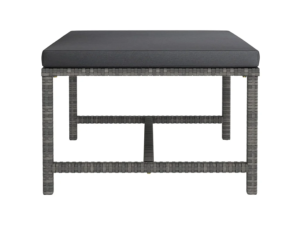 Apoio de pés seccional com almofadão vime PE cinzento PT587674