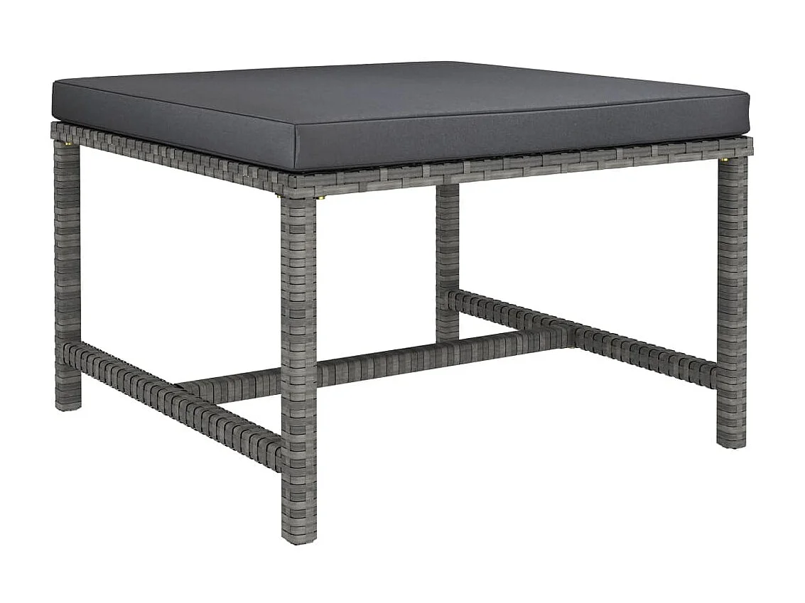 Repose-pied sectionnel avec coussin Gris Résine tressée LQF53547