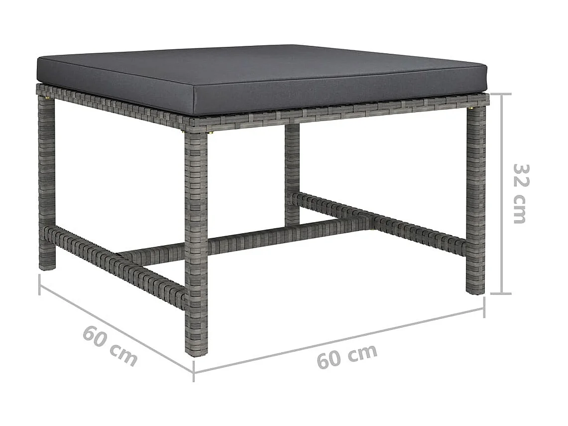 Repose-pied sectionnel avec coussin Gris Résine tressée LQF53547