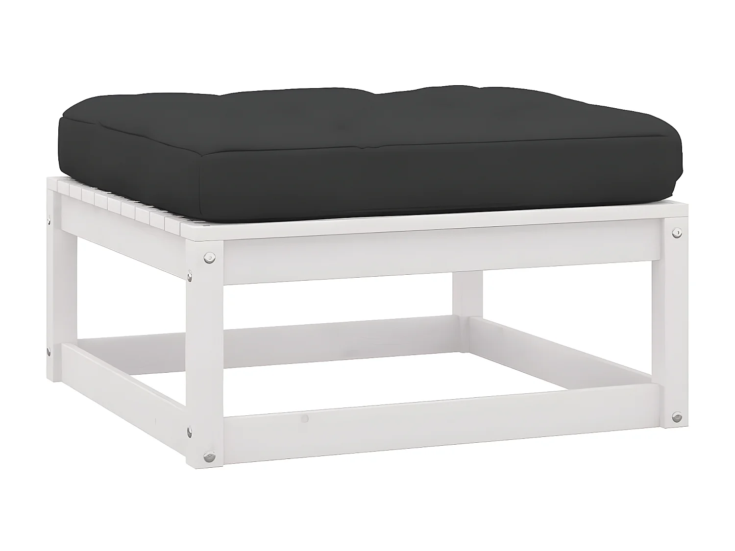 2 pcs Repose-pieds de jardin avec coussins Blanc Bois de pin LQF85688