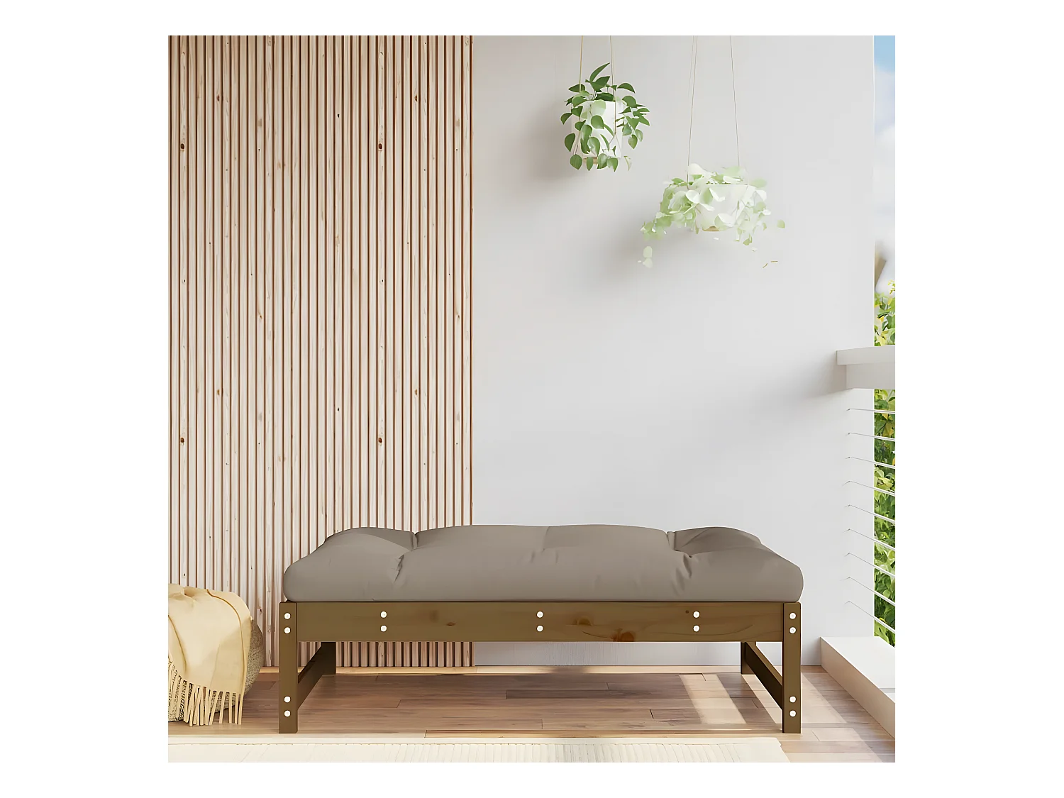 Repose-pied de jardin 120x80 cm marron miel bois de pin massif LQF76597