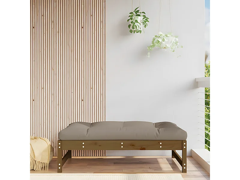 Repose-pied de jardin 120x80 cm marron miel bois de pin massif LQF76597