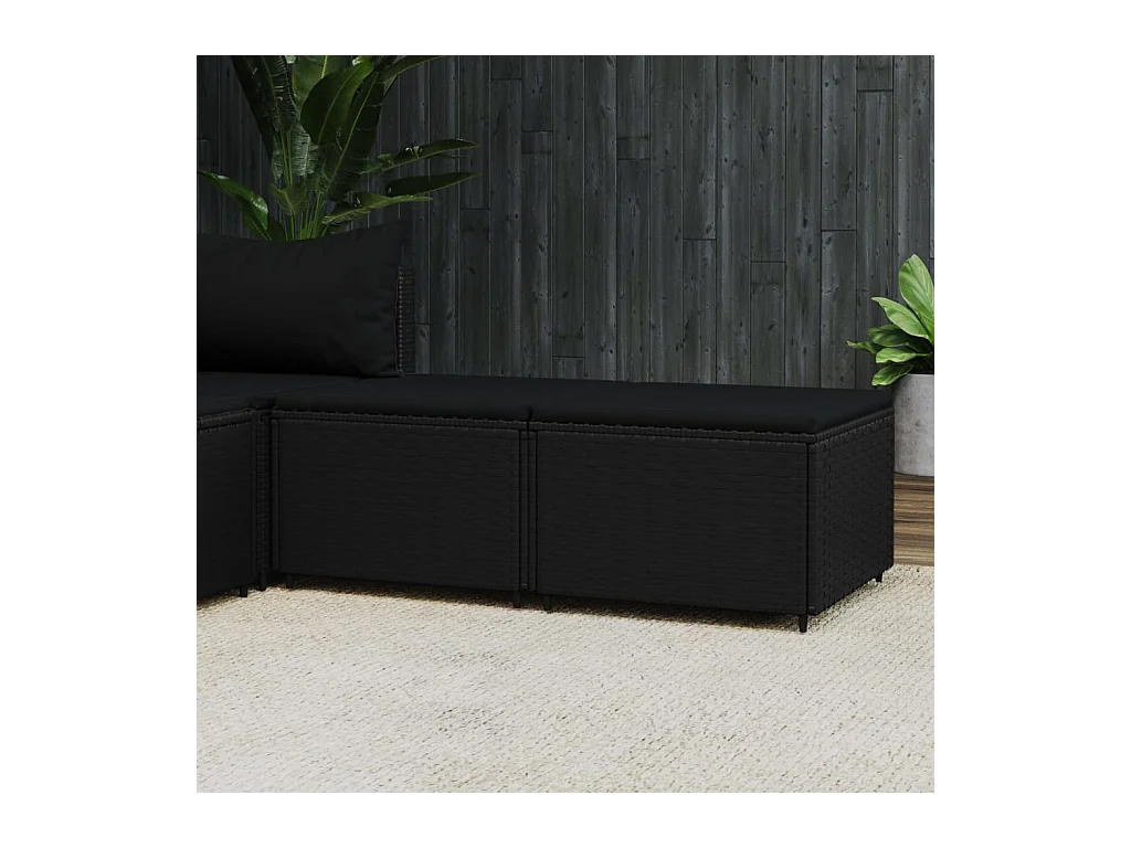 2 pcs Canapés de jardin avec coussins noir résine tressée LQF69267