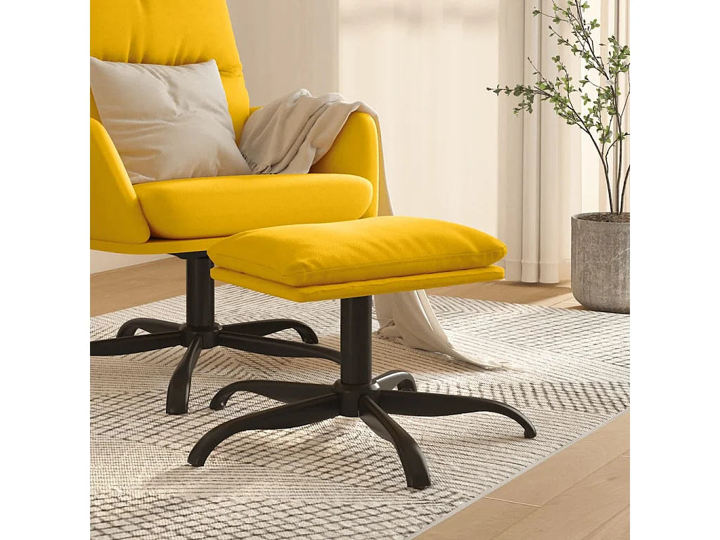 Reposapiés de terciopelo amarillo mostaza 60x60x36 cm ES39704