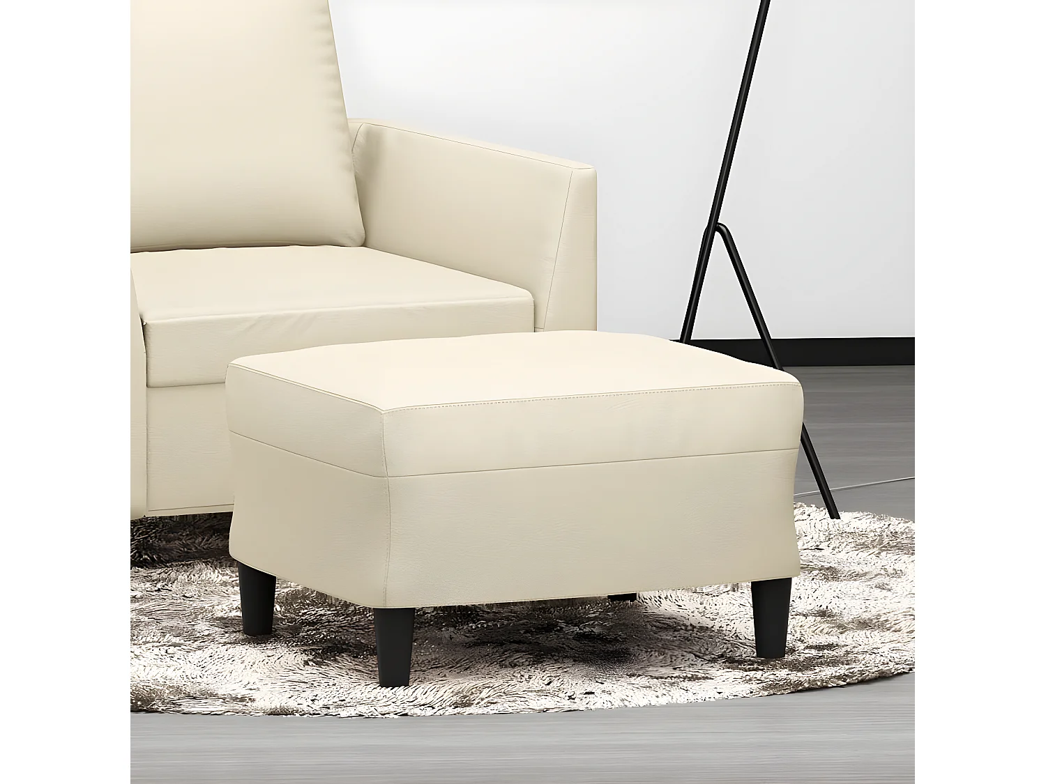 Repose-pied Crème 60x50x41 cm Similicuir LQF61397