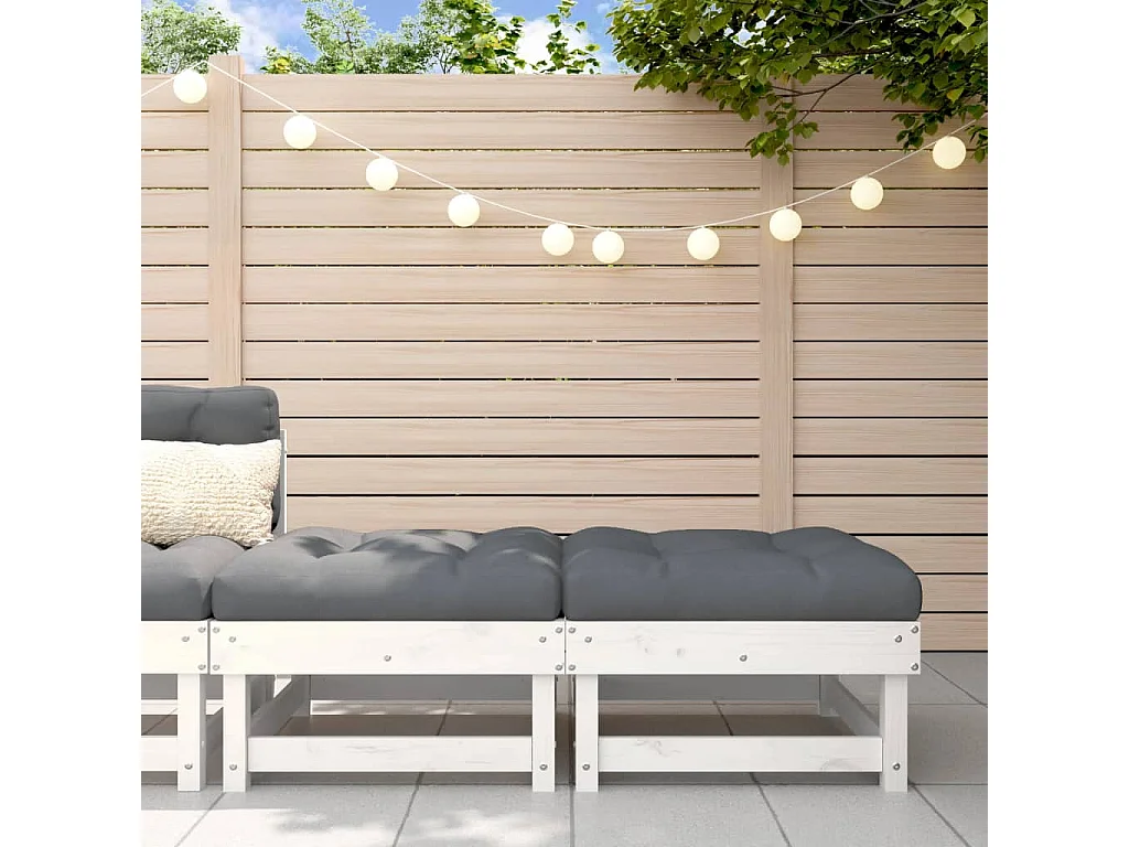 Apoios de pés p/ jardim c/ almofadões 2 pcs pinho maciço branco PT730911