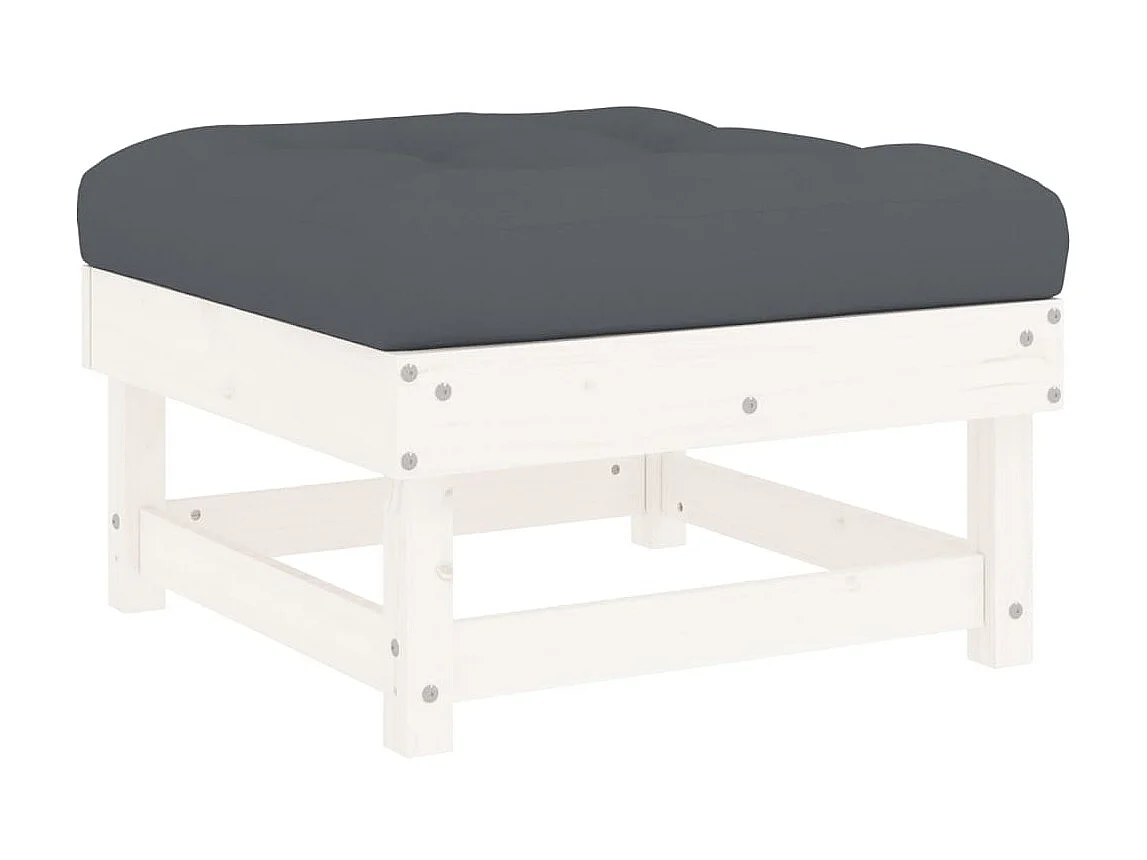 Apoios de pés p/ jardim c/ almofadões 2 pcs pinho maciço branco PT730911