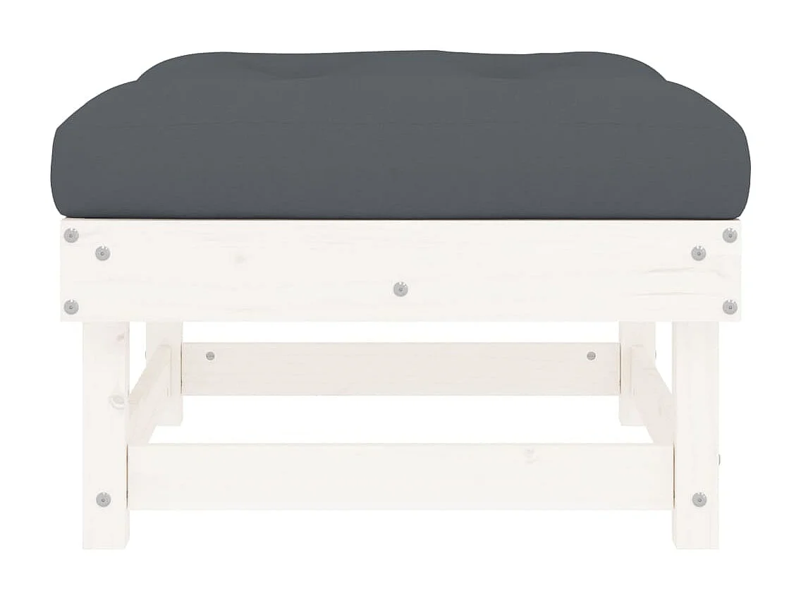 Apoios de pés p/ jardim c/ almofadões 2 pcs pinho maciço branco PT730911