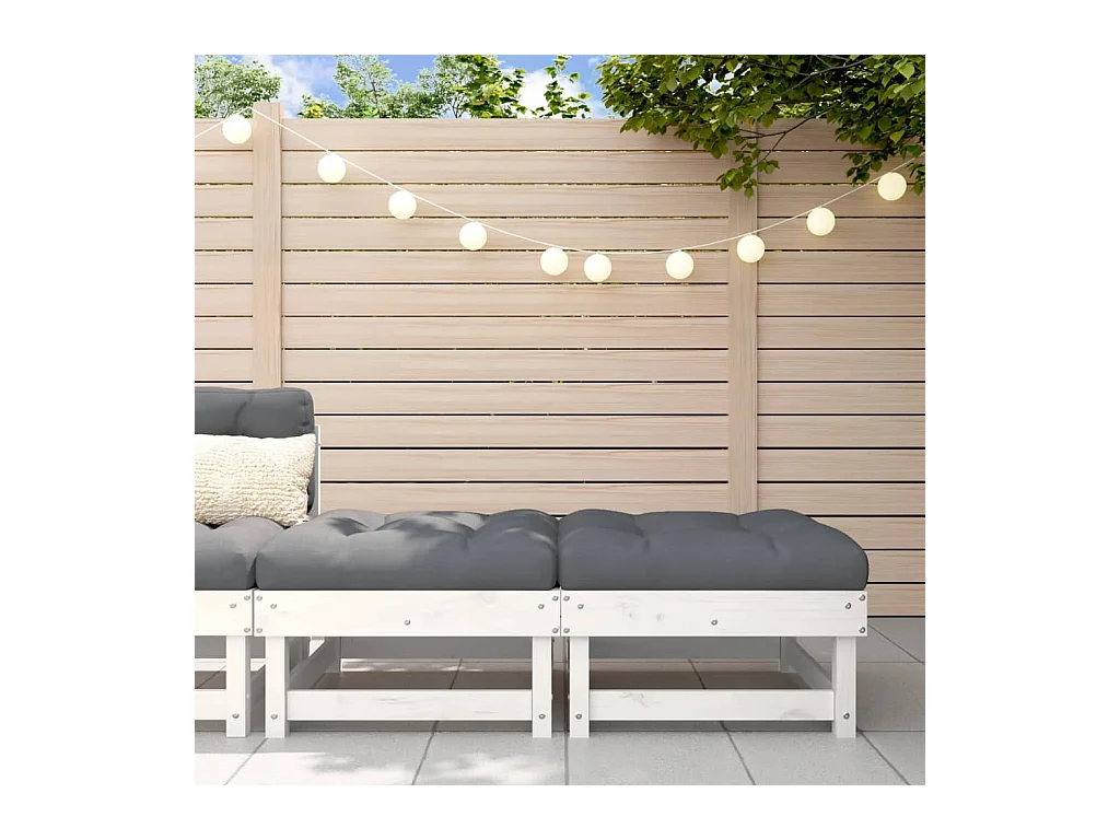 2 pcs Repose-pieds de jardin avec coussins blanc bois de pin LQF61834