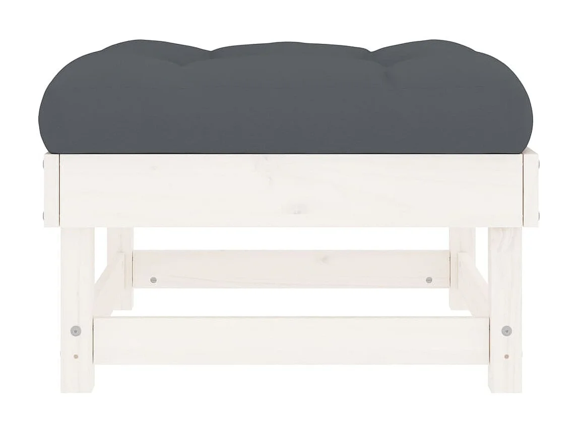 Reposapiéss de jardín con cojines 2 uds madera maciza pino blanco ES46489