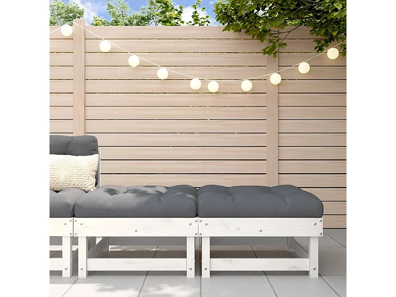 Reposapiéss de jardín con cojines 2 uds madera maciza pino blanco ES46489