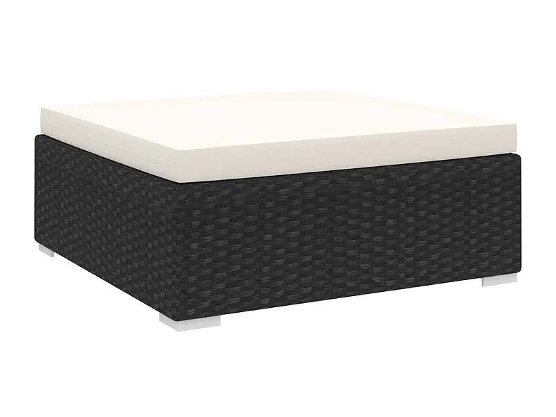 Repose-pied sectionnel 1 pc avec coussin Résine tressée Noir LQF43580