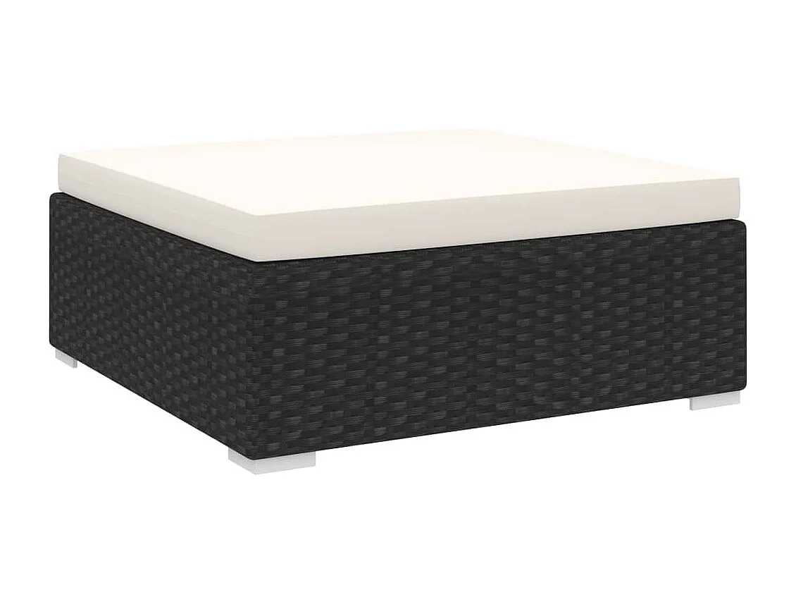 Repose-pied sectionnel 1 pc avec coussin Résine tressée Noir LQF43580