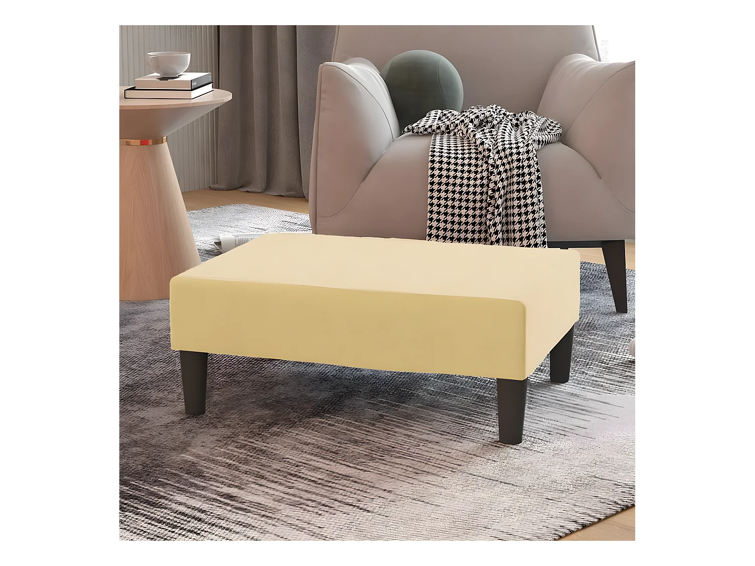 Repose-pied Crème 78x56x32 cm Velours LQF96185