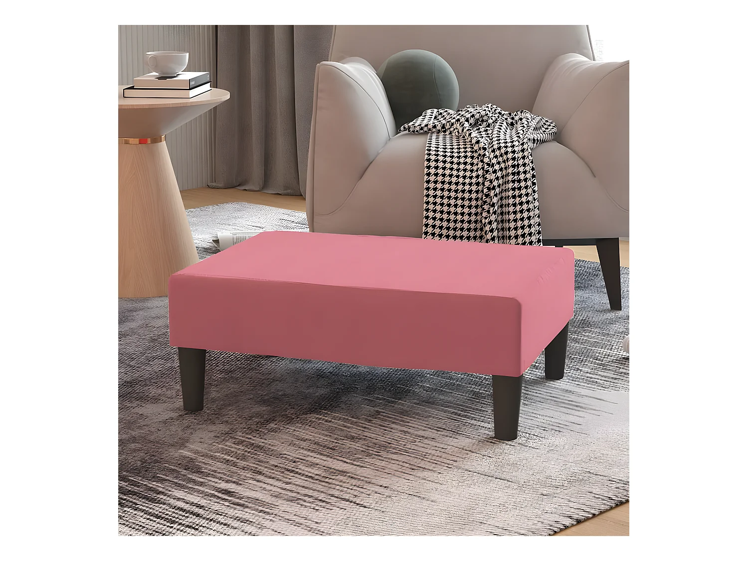 Repose-pied Rose 78x56x32 cm Velours LQF14791