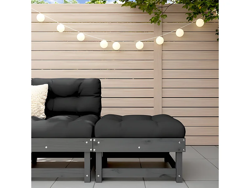 Canapé de jardin avec coussin gris bois de pin massif LQF13645