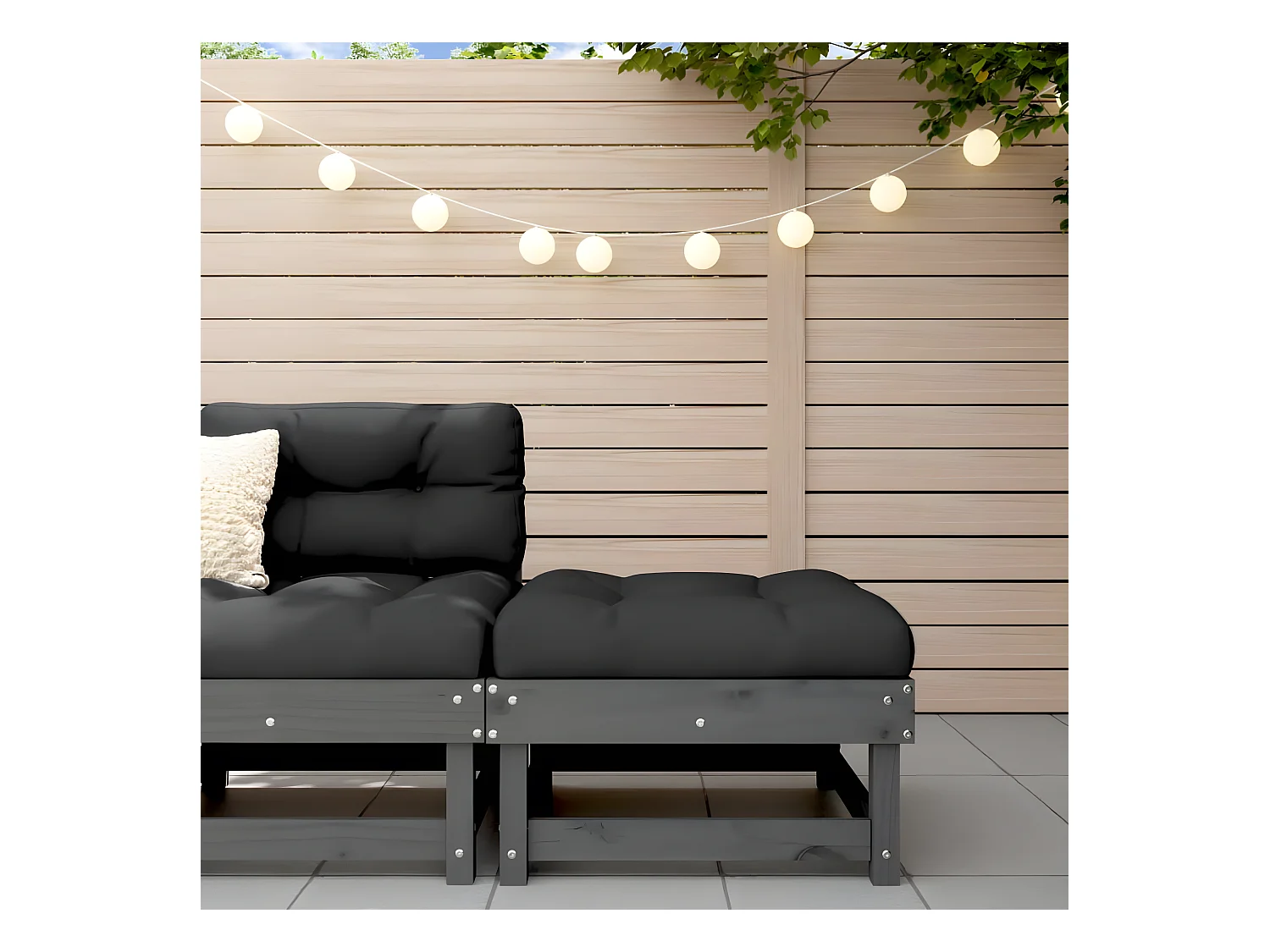 Canapé de jardin avec coussin gris bois de pin massif LQF13645
