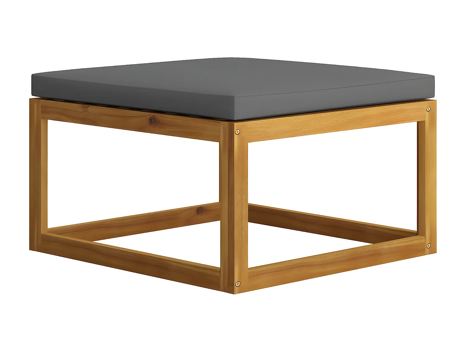 Repose-pied avec coussin gris foncé Bois d'acacia massif LQF90150