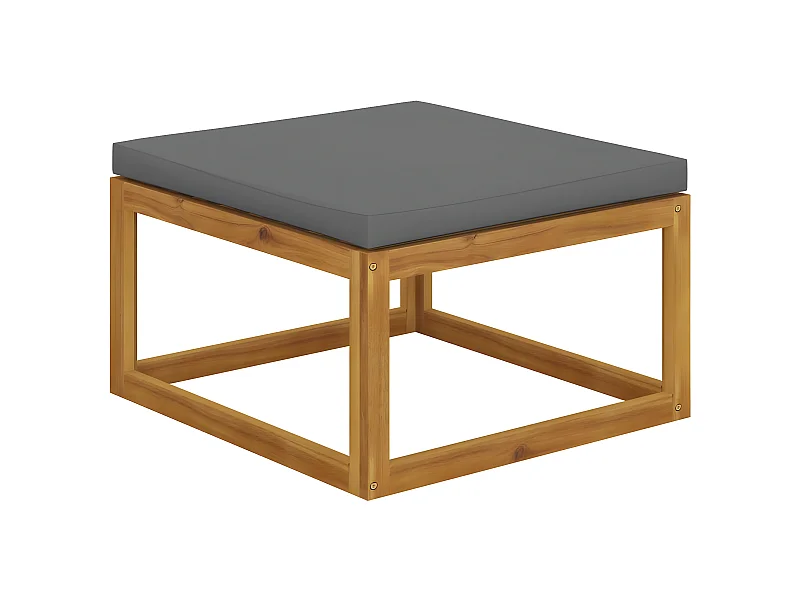 Reposapiés con cojín gris oscuro madera maciza de acacia ES46939