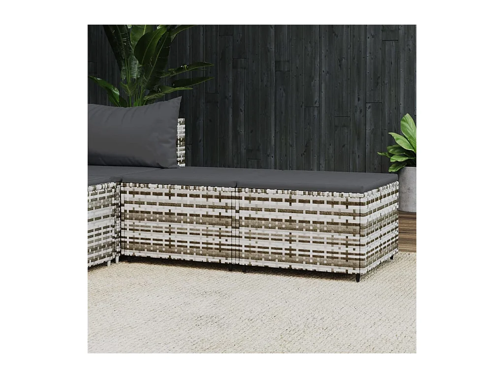 Canapés de jardin et coussins 2 pcs gris résine tressée LQF68472