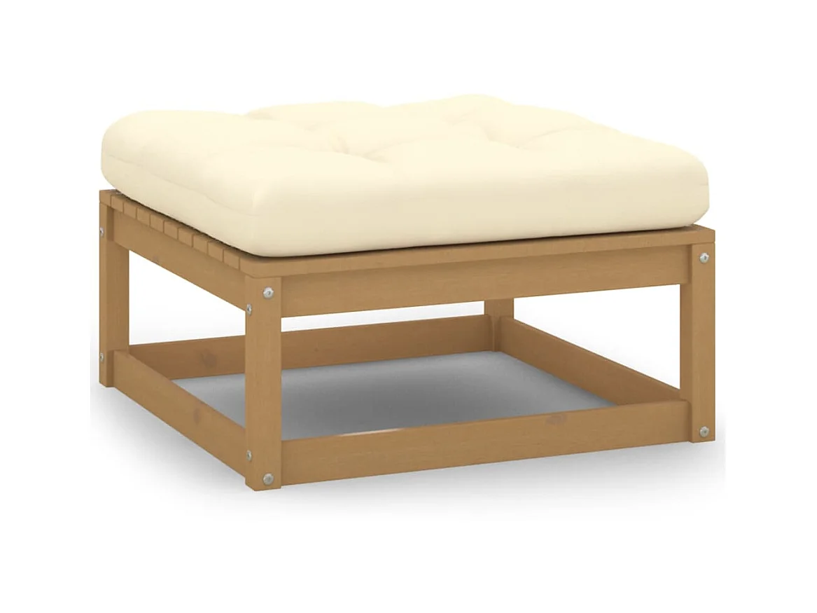 Repose-pied de jardin et coussin Marron miel Bois de pin massif LQF22480