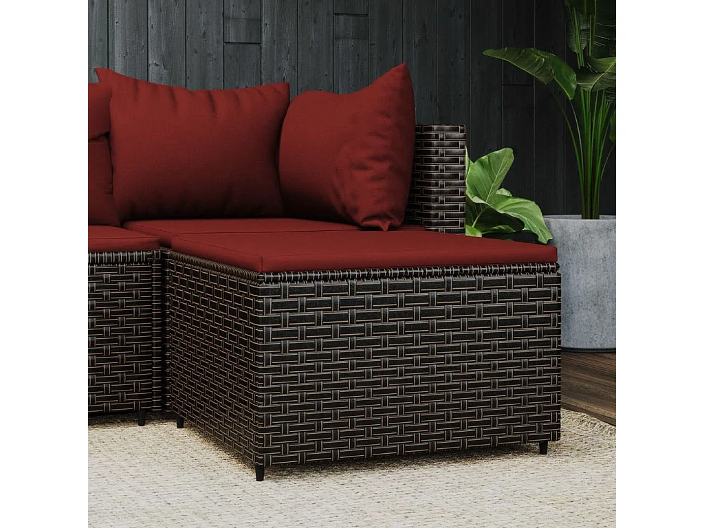 Canapé de jardin avec coussin marron résine tressée LQF79874