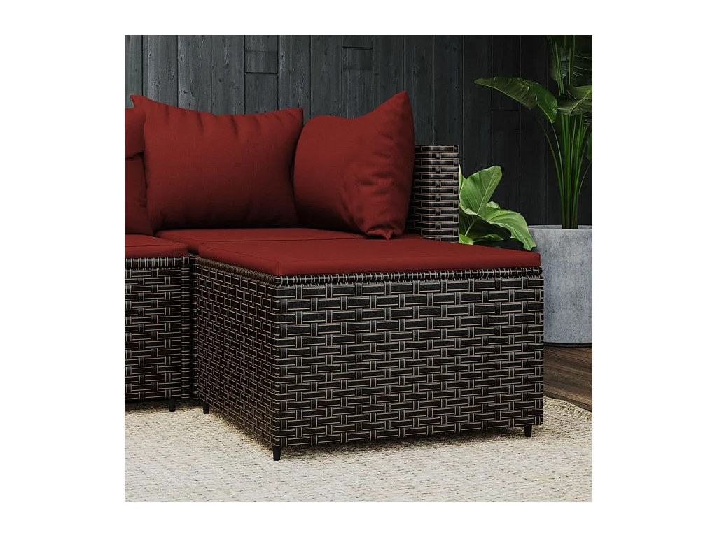 Canapé de jardin avec coussin marron résine tressée LQF79874