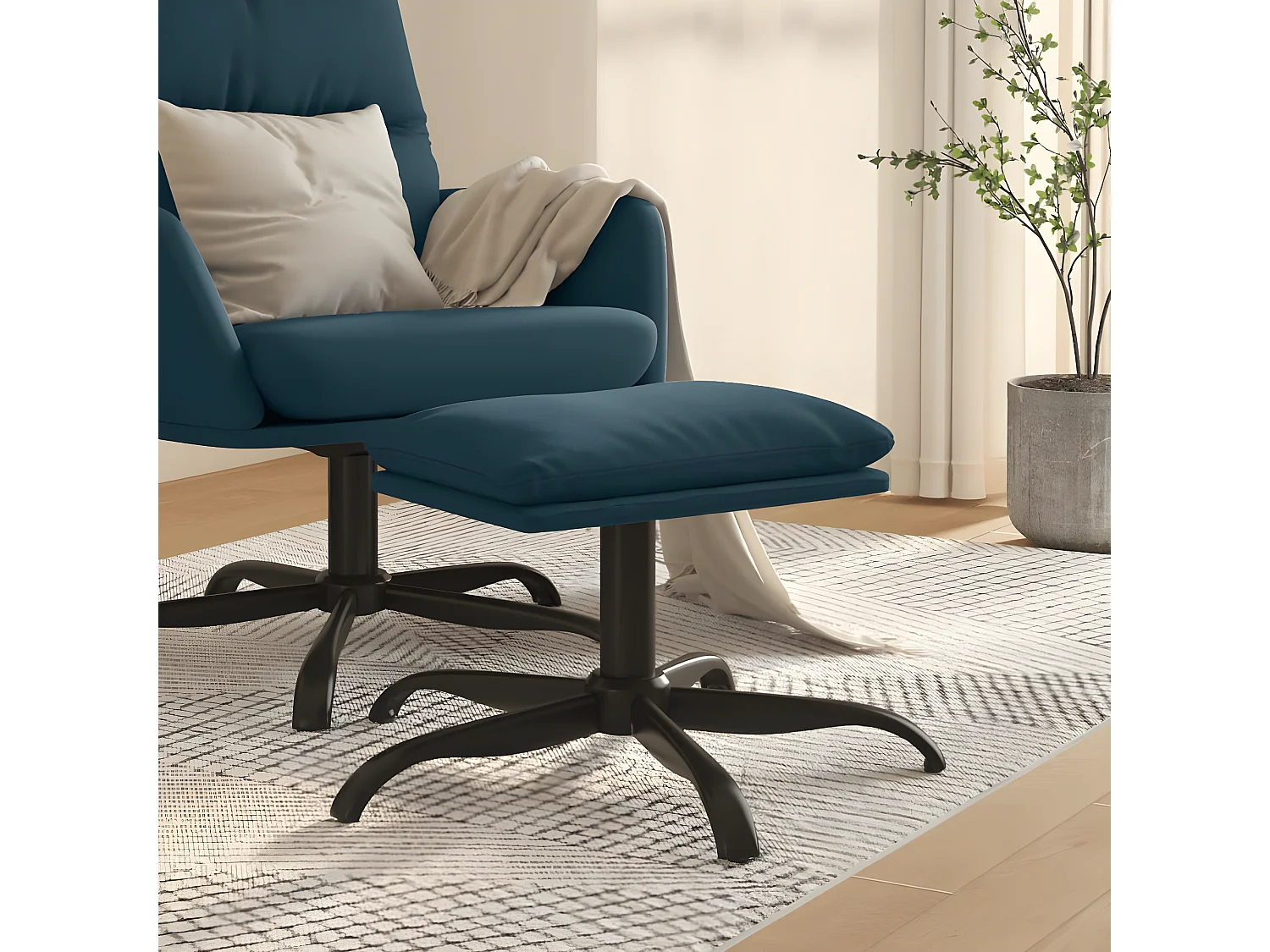 Repose-pied Bleu 60x60x36 cm Velours LQF13626