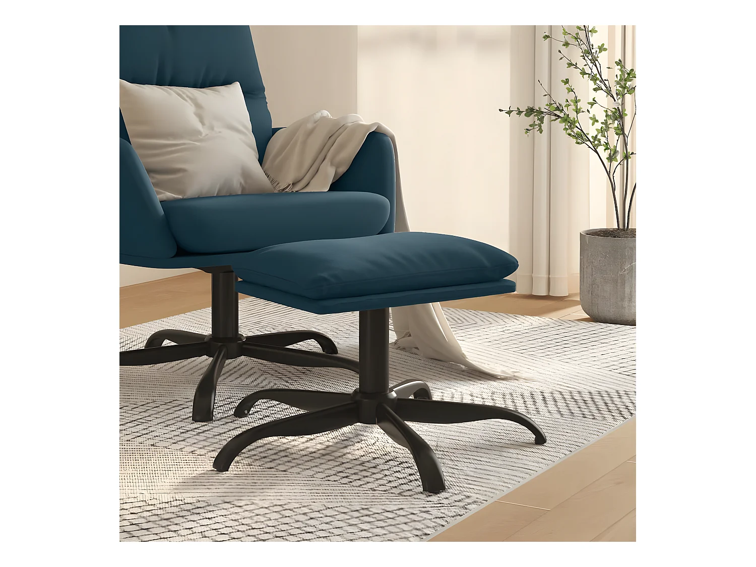 Repose-pied Bleu 60x60x36 cm Velours LQF13626