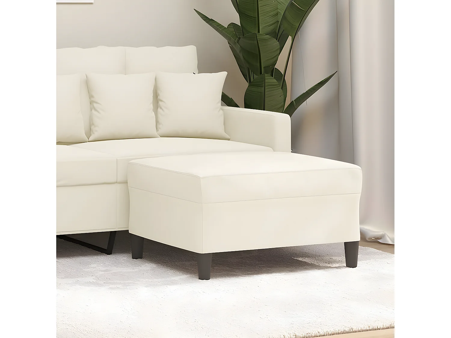 Repose-pied Crème 70x55x41 cm Velours LQF48615