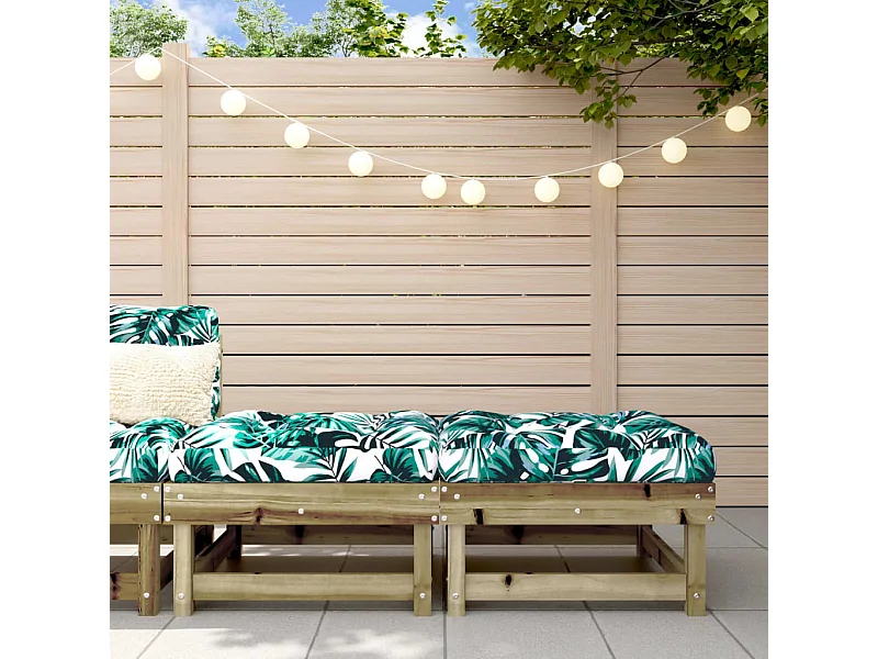 2 pcs Repose-pieds de jardin avec coussins bois de pin imprégné LQF82657