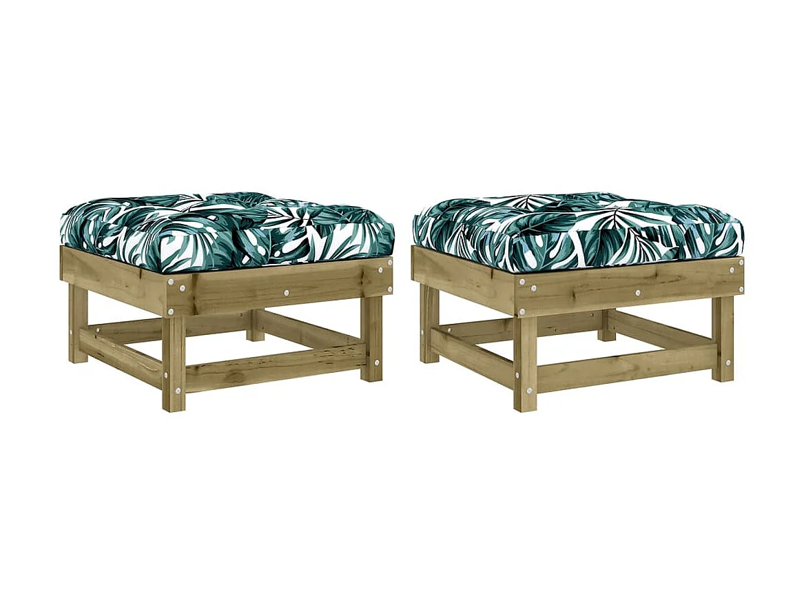 2 pcs Repose-pieds de jardin avec coussins bois de pin imprégné LQF82657