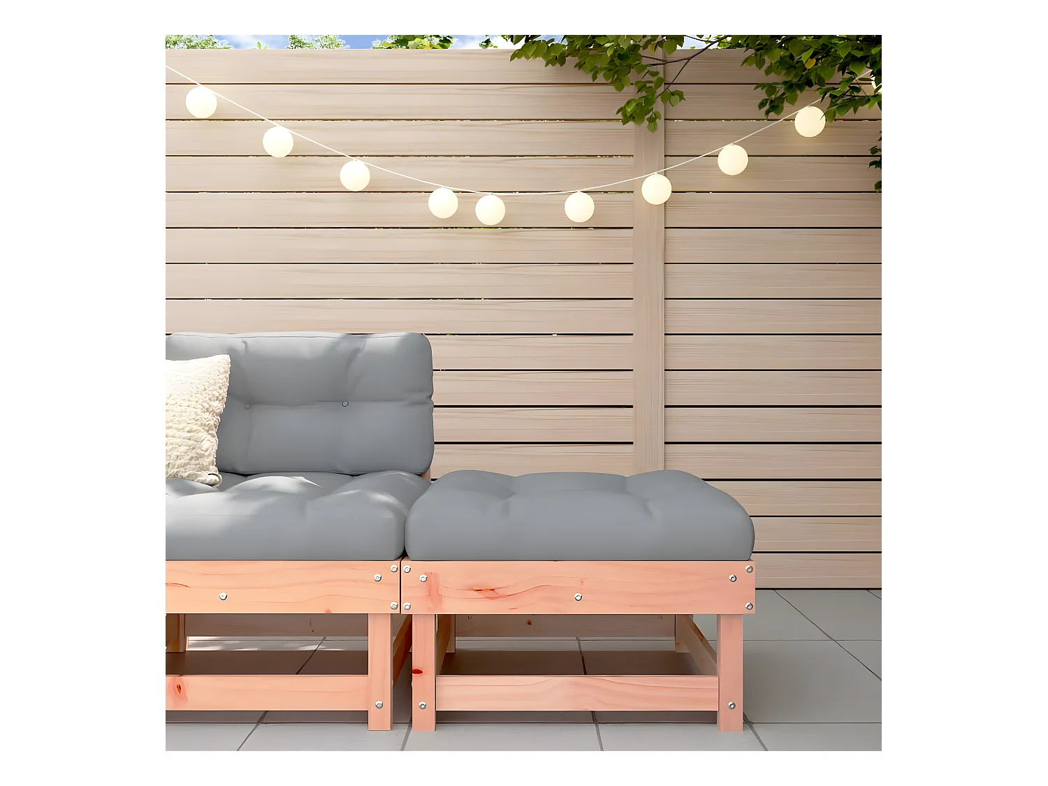Repose-pied de jardin avec coussin bois massif douglas LQF13751
