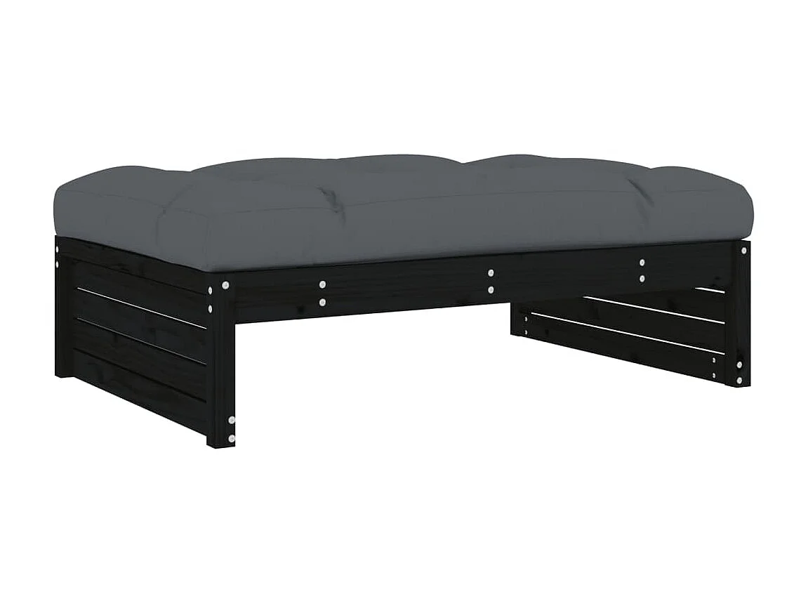 Repose-pied de jardin 120x80 cm noir bois de pin massif LQF49286