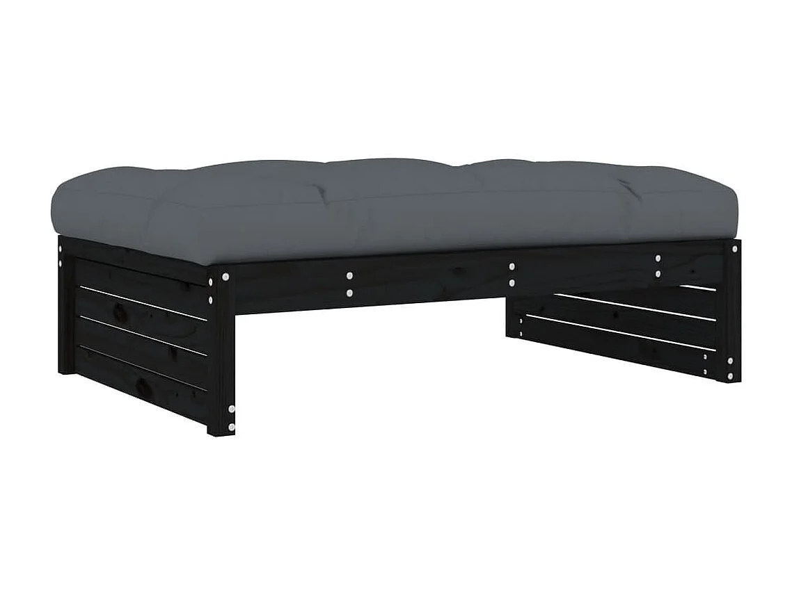 Repose-pied de jardin 120x80 cm noir bois de pin massif LQF49286