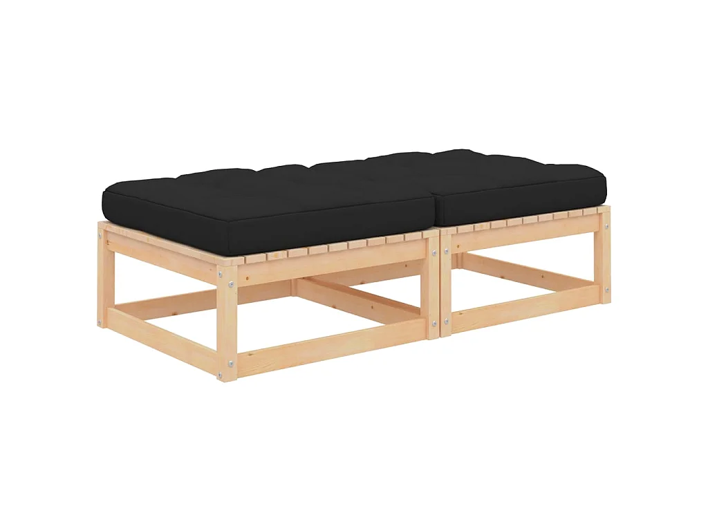2 pcs Repose-pieds de jardin avec coussins Pin massif LQF59441