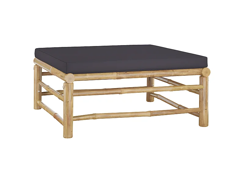 Canapé de jardin avec coussin gris foncé Bambou LQF16585