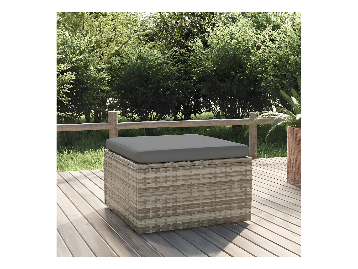 Canapé de jardin et coussin Gris 55x55x30cm Résine tressée LQF58556