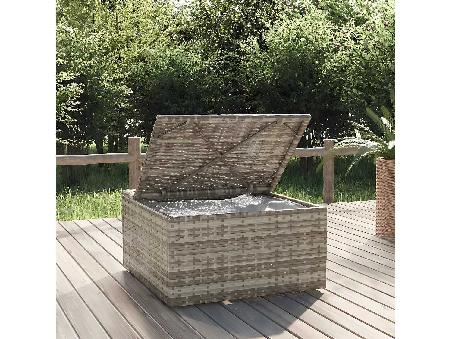 Canapé de jardin et coussin Gris 55x55x30cm Résine tressée LQF58556