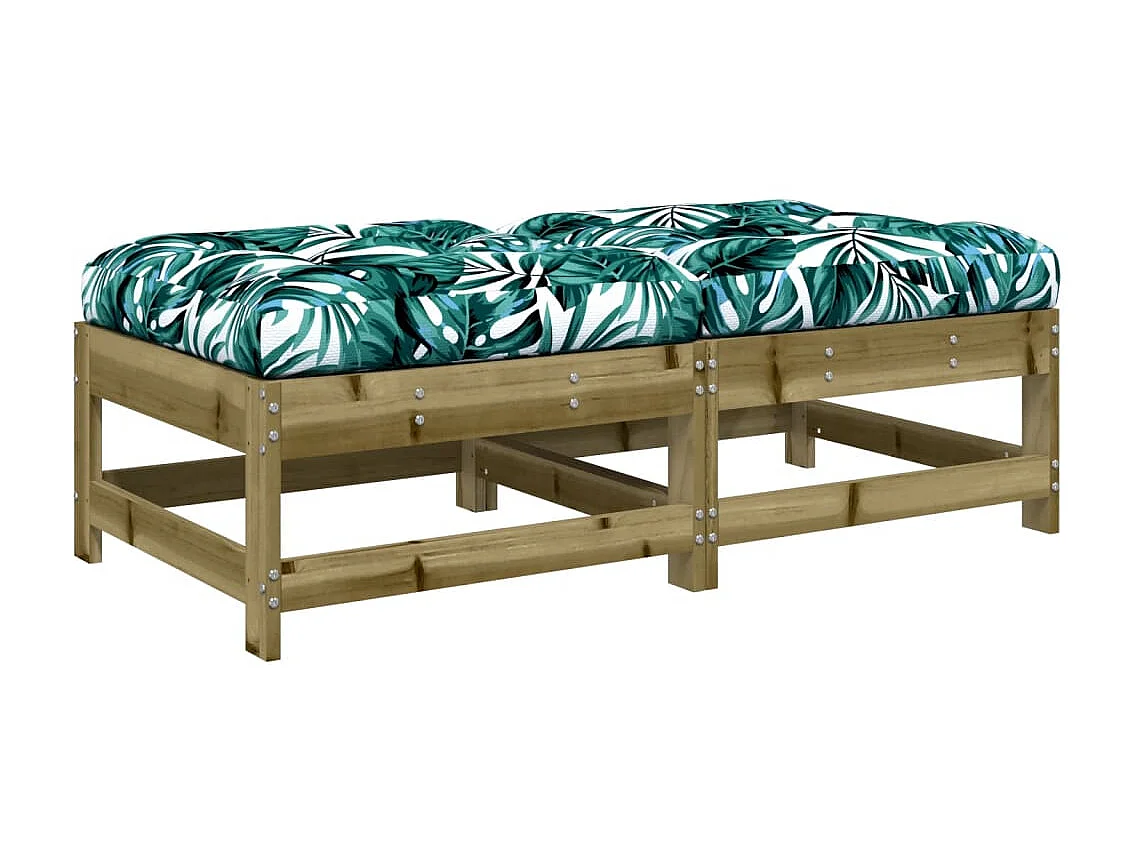 2 pcs Repose-pieds de jardin avec coussins bois de pin imprégné LQF58072