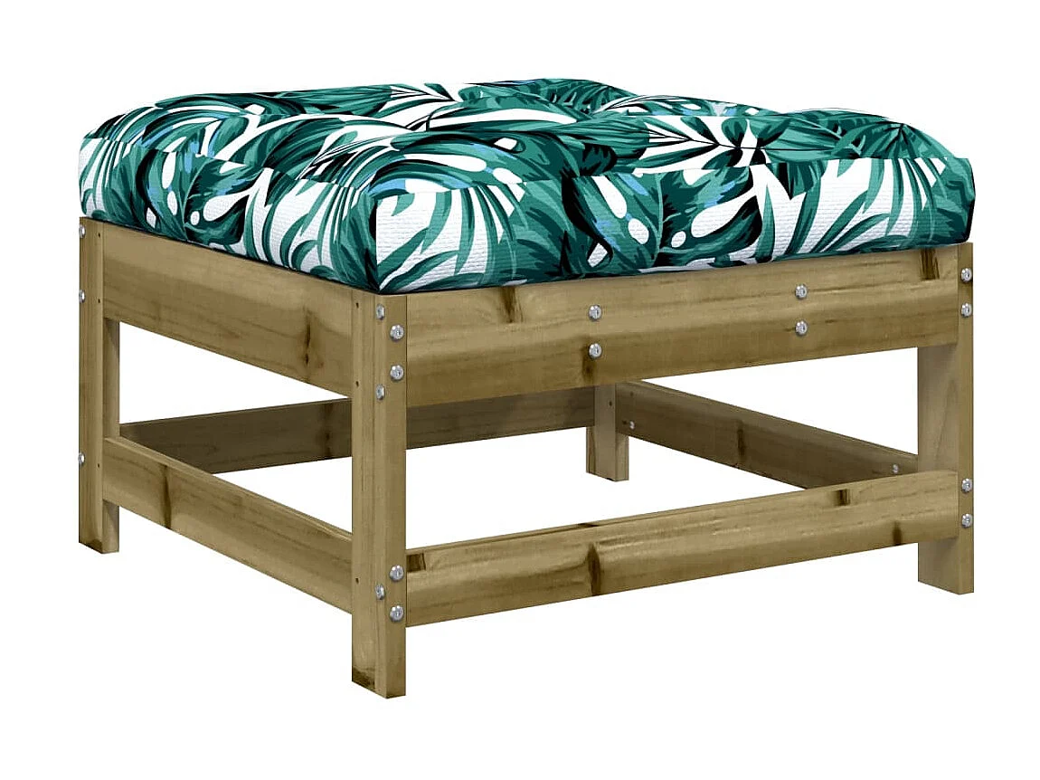 2 pcs Repose-pieds de jardin avec coussins bois de pin imprégné LQF58072