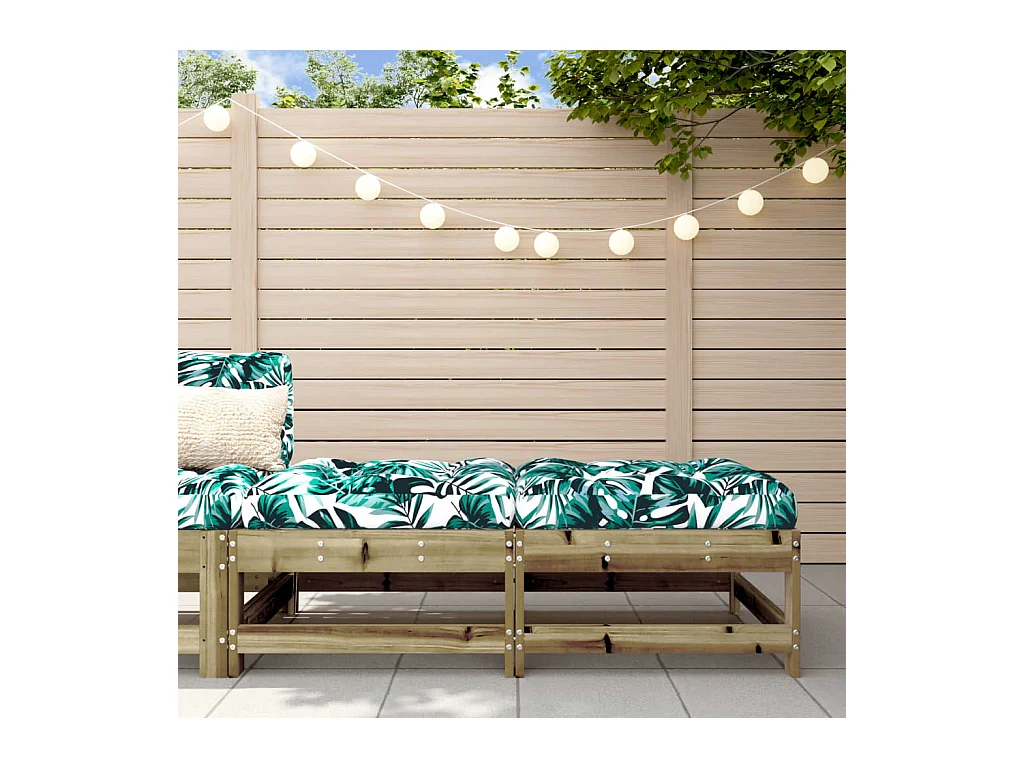2 pcs Repose-pieds de jardin avec coussins bois de pin imprégné LQF58072
