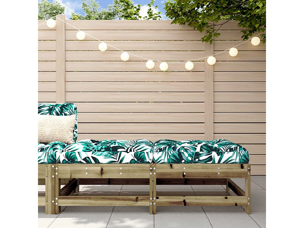 2 pcs Repose-pieds de jardin avec coussins bois de pin imprégné LQF58072