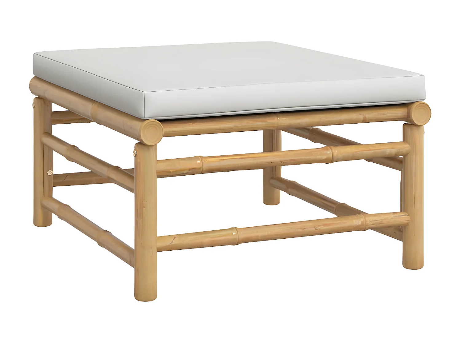 Tuinvoetenbank met lichtgrijs kussen bamboe NL533523