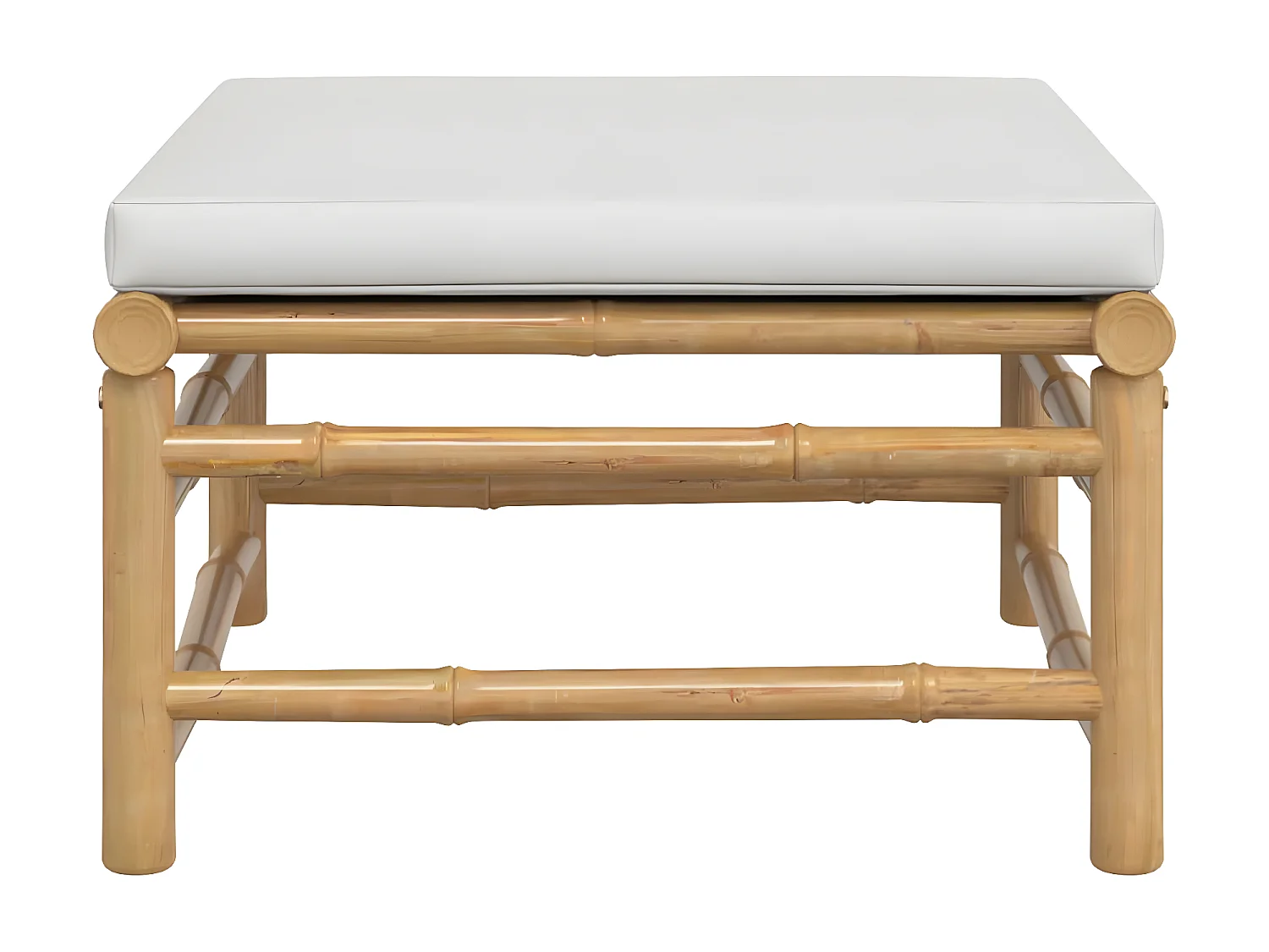 Tuinvoetenbank met lichtgrijs kussen bamboe NL533523