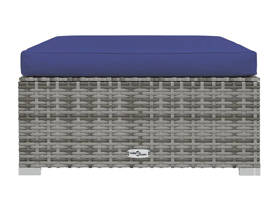 Tuinvoetenbank met kussen 70x70x30 cm poly rattan grijs NL155218