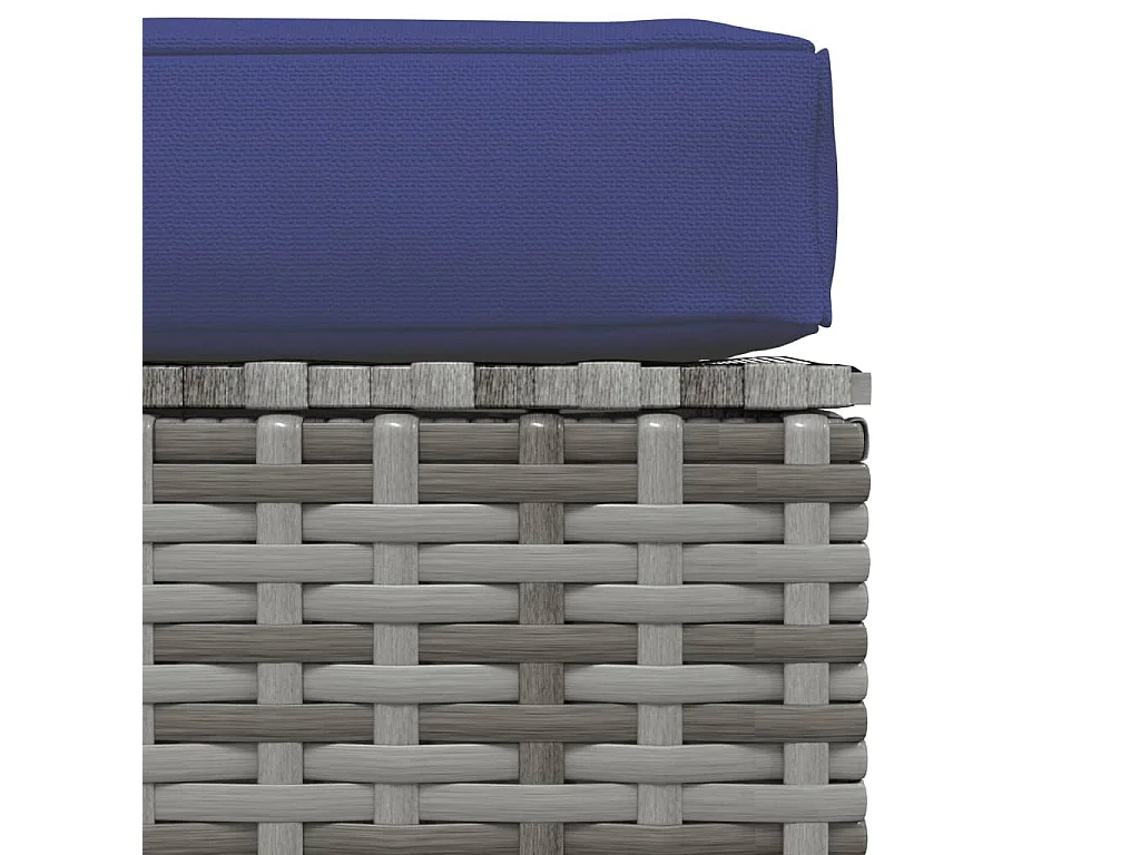 Tuinvoetenbank met kussen 70x70x30 cm poly rattan grijs NL155218