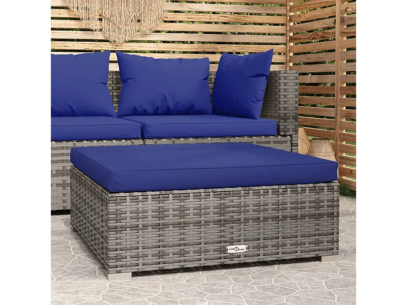 Sofá de jardín con cojín ratán sintético gris 70x70x30 cm ES98914