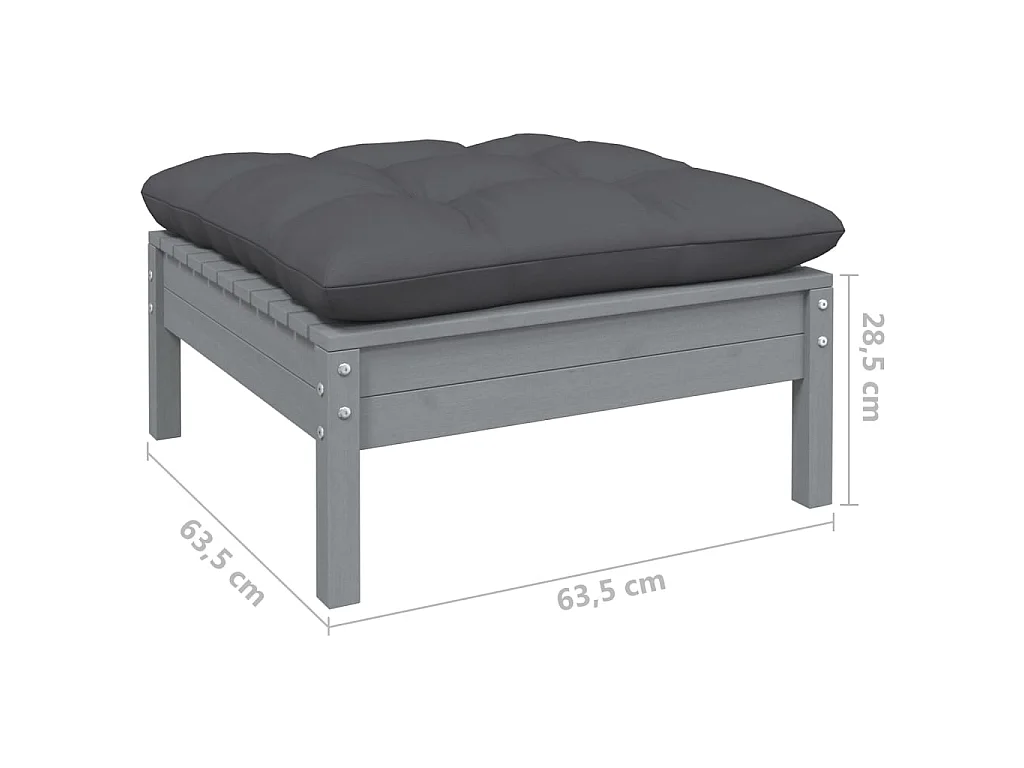 Canapé de jardin avec coussin anthracite Bois de pin gris LQF40830